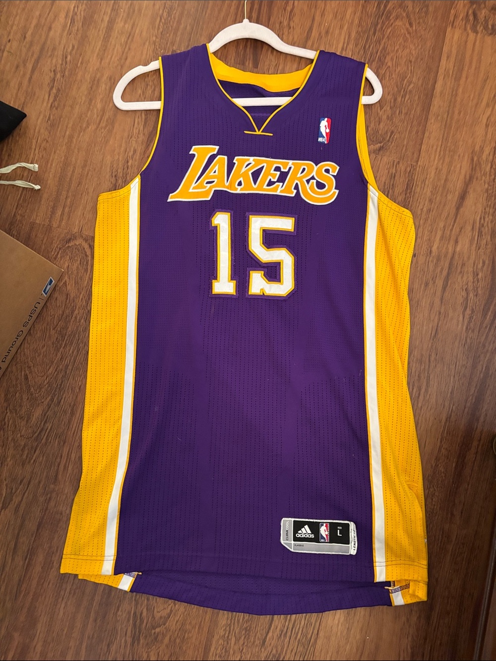 adidas Los Angeles Lakers Purple and Gold #15 NBA Jersey